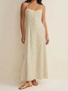 Z Supply Angel Eyes Ivory Strapless Embroidered Midi Dress